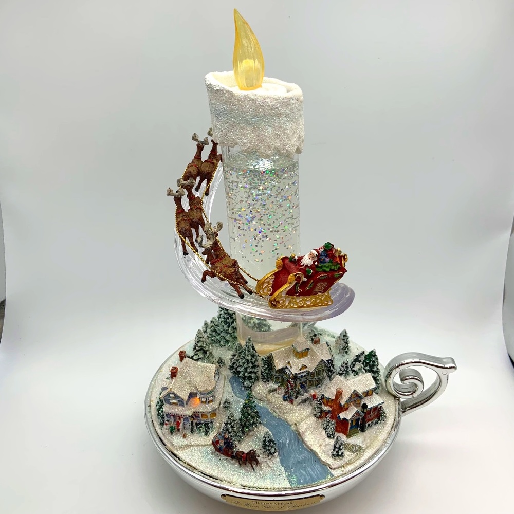 Bradford Exchange Thomas Kinkade Warm Glow of Christmas Candle Centerpiece Works